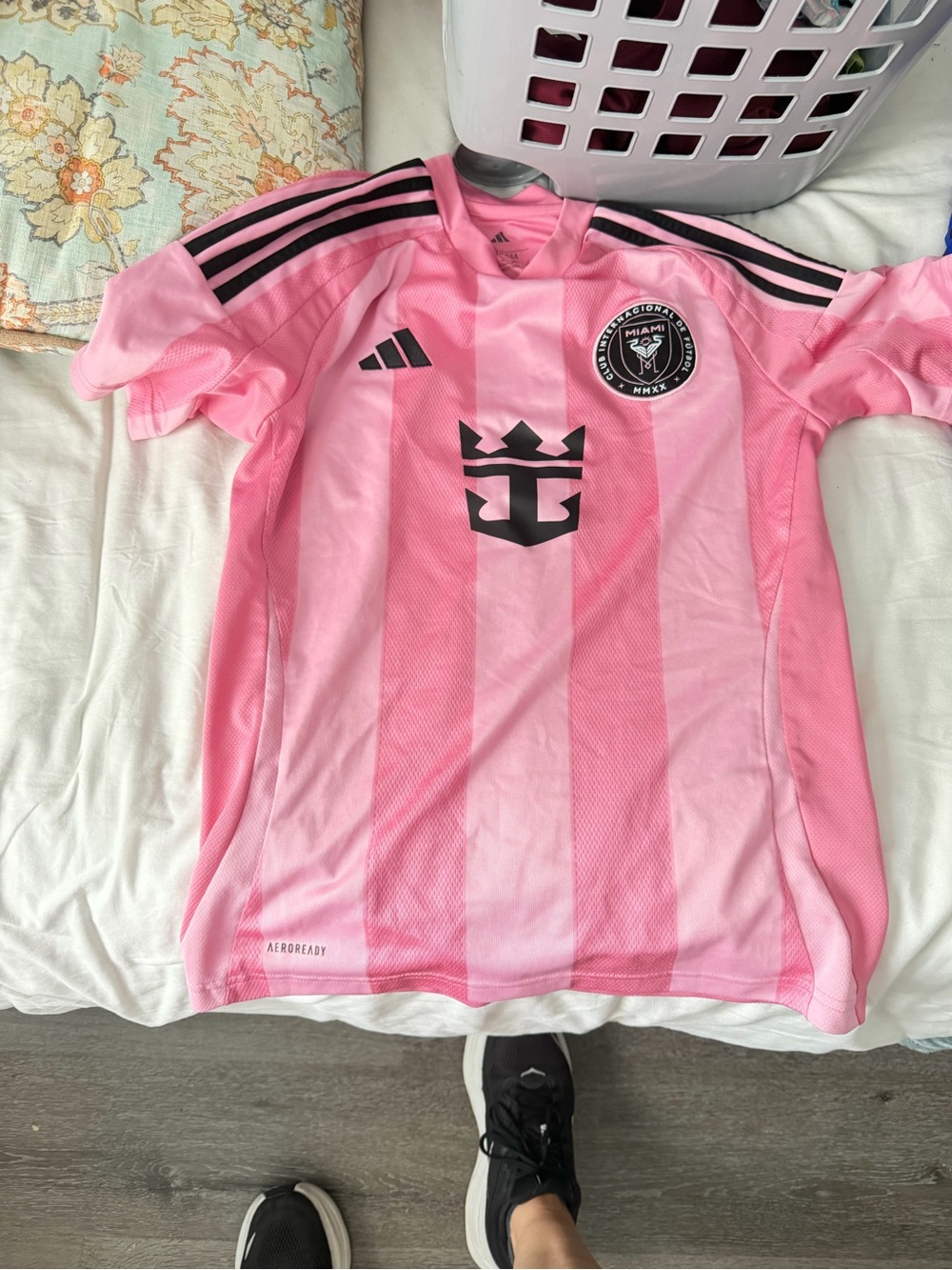 adidas Pink Miami Kids Soccer Jersey with Black Accents